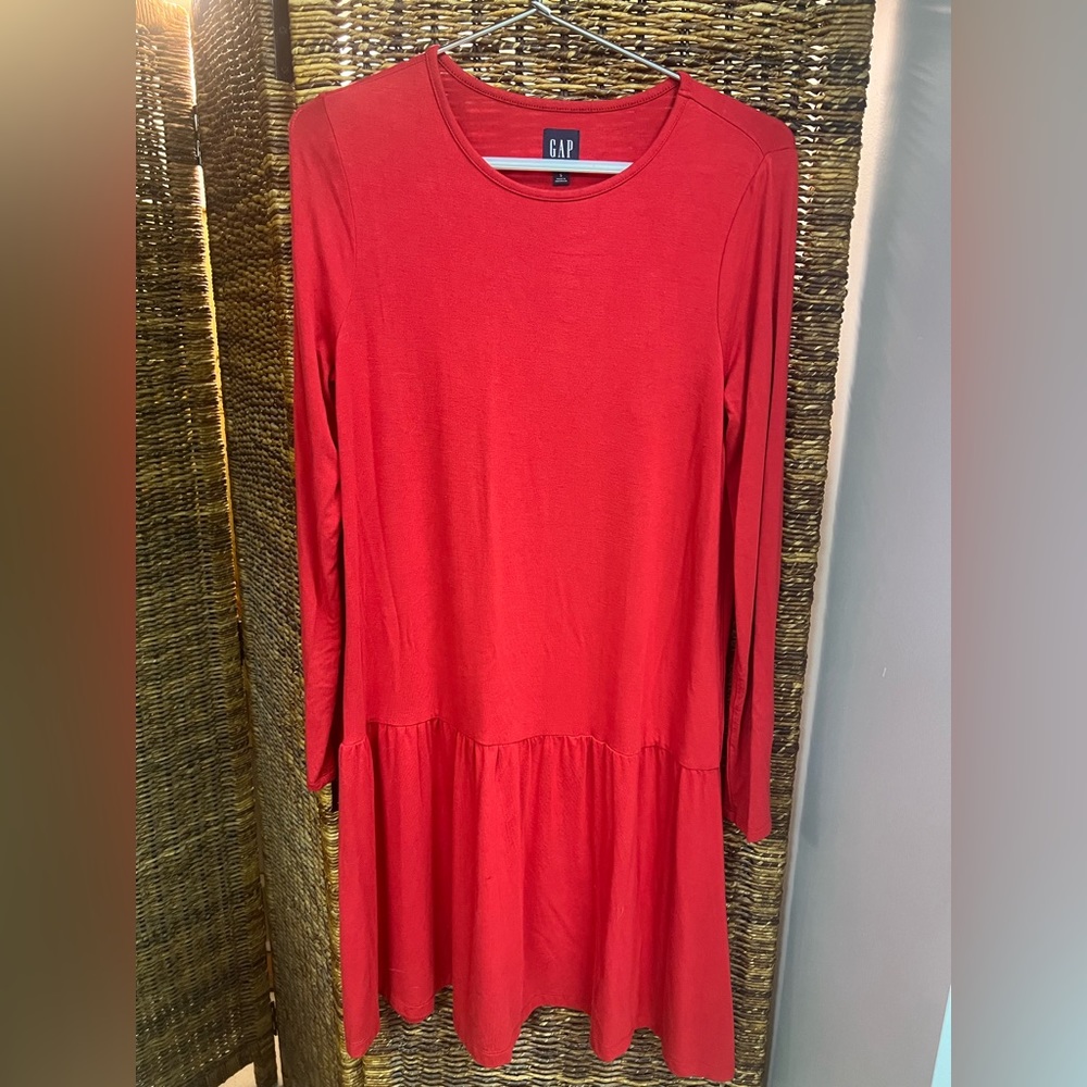 Gap-Red Dress with Ruffle bottom, Size: Small, two small spots on back left side